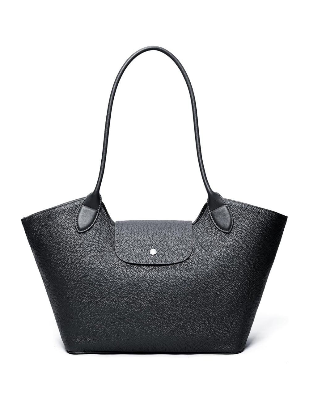 MOORILOOM Black Pebbled Genuine Leather Tote Bag Minimalist Roomy
